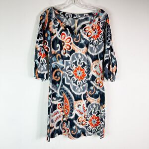 Uncle Frank NWOT Blue 3/4 Sleeves V-neck Paisley Print Dress Size S